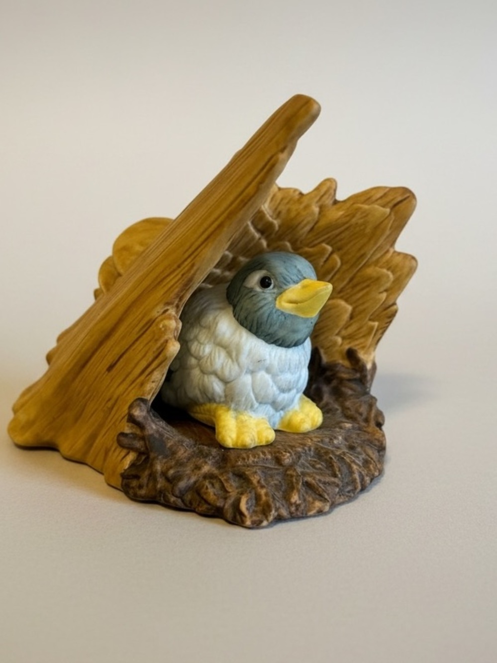VTG 1984 Franklin Mint Woodland Surprises Porcelain Bluebird Figurine 2-Piece